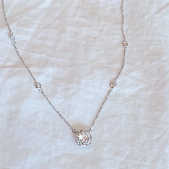 SBLING Platinum Plated Cubic Zirconia Necklace - Picture 4 of 4